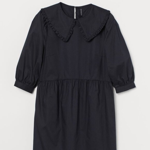 H&M Black Collared Poplin Dress Size S - Picture 1 of 5